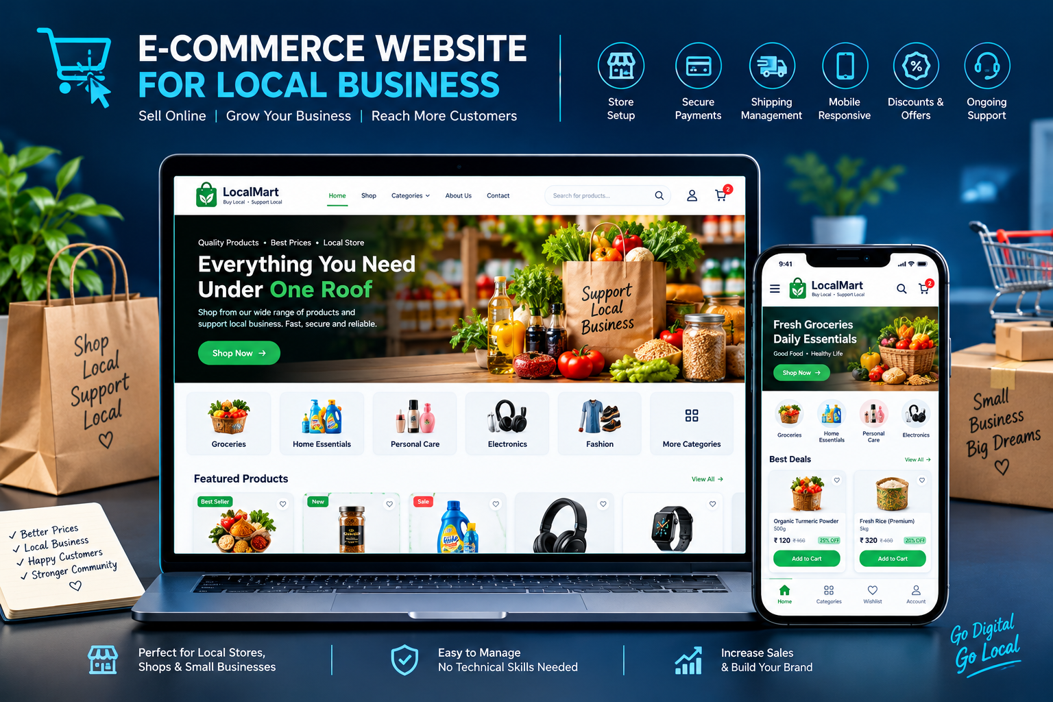 E-commerce and local shop website